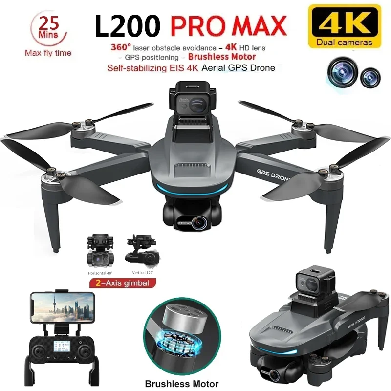 Drone Racing Camera - L200 PRO MAX Drone 4K 2-Axis