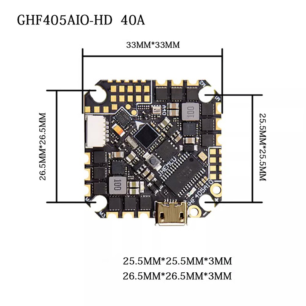 JHEMCU GHF405AIO-HD 40A AIO Fl - огляд і ціна Drone Racing Flight Controller