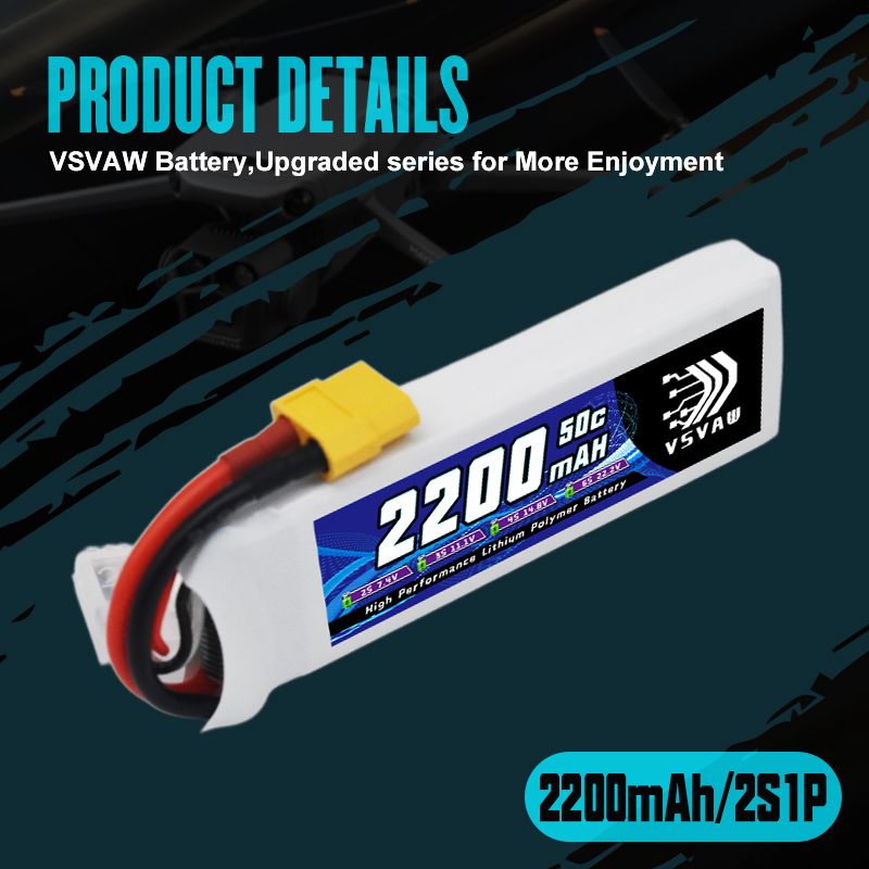 VSVAW 7.4V 2200mah 2S Drone Li - огляд і ціна Drone Racing Battery