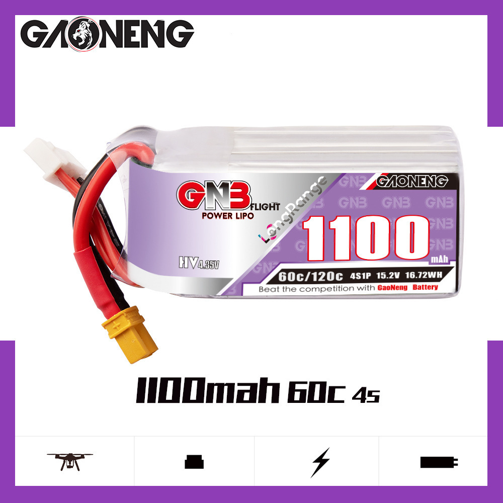 GNB 4S 1100mAh 60C/120C HV Lip - огляд і ціна Drone Racing Battery