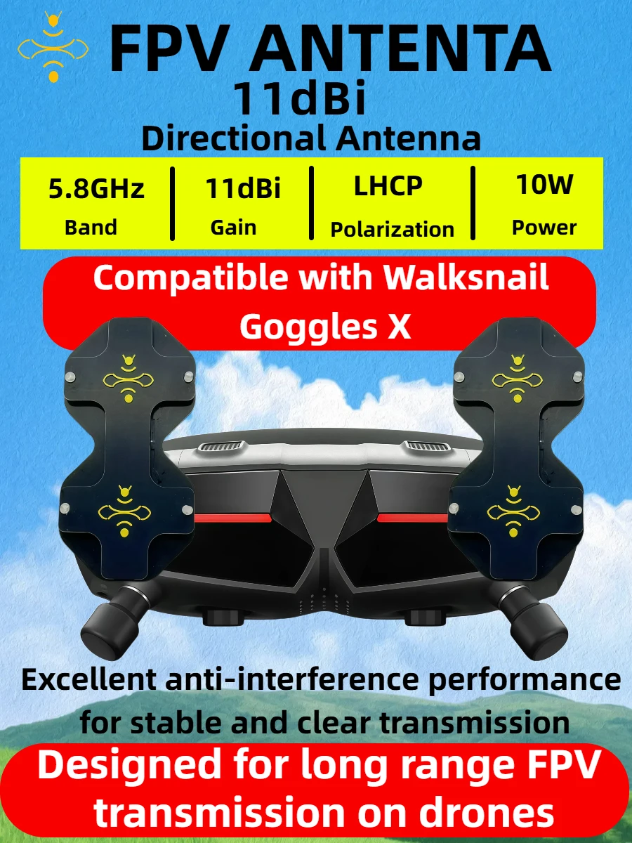 11dBi High Gain LHCP 5.8GHz Di - огляд і ціна Drone Racing Goggles